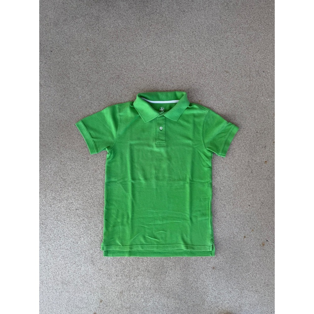 J. Khaki Easy Care Boys Medium Polo Shirt - Green Short Sleeve Pique Knit Tee